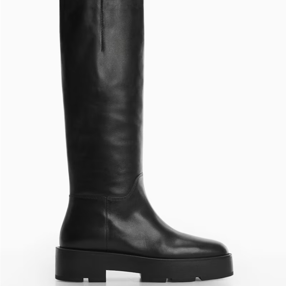 Mango High Leather Platform Boots
